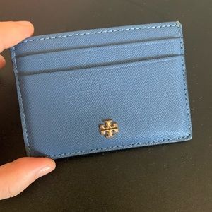 Tory Burch Robinson Blue Card Case Holder Wallet